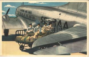 Swedish Airlines advertising card with aircraft (EB)