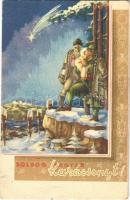 Boldog Magyar Karácsonyt! / Hungarian irredenta Christmas art postcard s: Bozó (EK)