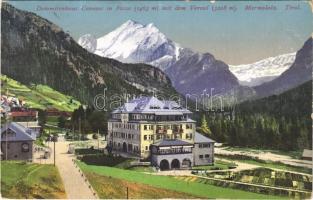 1915 Canazei (Südtirol), Dolomitenhaus Canazei in Fassa mit dem Vernel, Marmolata, Tirol / mountain hotel (EK)
