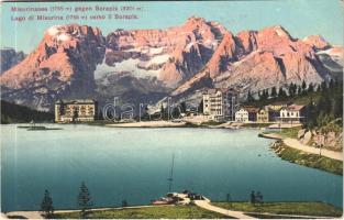 1918 Lago di Misurina, Lake Misurina; Misurinasee gegen Sorapis / lake, mountains + K.u.K. Kriegsgefangenen Eisenbahn Arbeiterkompagnie Nr. 2086. (EK)