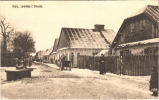 1916 Biala, Bielsko-Biala, Bielitz; Lomatzyer Strasse / street view in winter (EK)
