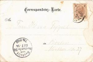 1894 (Vorläufer!!!) Hrensko, Herrnskretschen; Gruss v. Prebischtor (sächs. böhm. Schweiz) Inhaber Al...