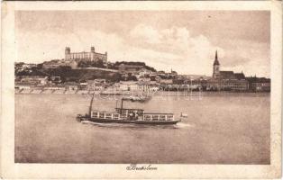 1923 Pozsony, Pressburg, Bratislava; vár, gőzhajó / castle, steamship (EK)