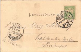 1902 Budapest I. Az alagút Budán, kávéház, Ganz Antal képeslapkiadó üzletének hirdetése a falon. Gan...