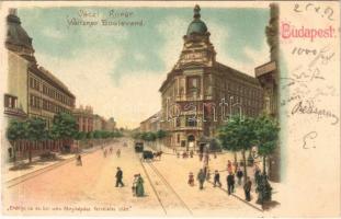 1902 Budapest VI. Váci körút (Bajcsy-Zsilinszky út), földalatti vasúti megállóhely, Bazilika, villamos. Erdélyi cs. és kir. udvari fényképész felvételei után. Art Nouveau, litho