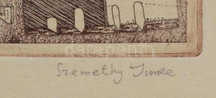 Szemethy Imre (1945- ): Absztrakt kompozíció. Rézkarc, papír, jelzett. Számozott: I/V. 9×14,5 cm