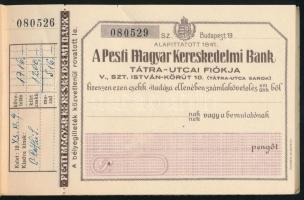 cca 1940 Pesti Magyar Kereskedelmi Bank csekkfüzete
