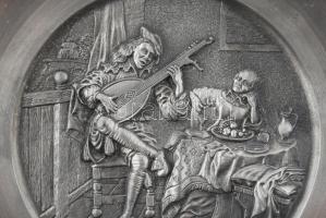 3 WMF ón tányér Rembrandt, Hals, Sorgh. Jelzettek. / 3 tin plates d: 13,5 cm