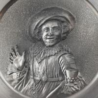 3 WMF ón tányér Rembrandt, Hals, Sorgh. Jelzettek. / 3 tin plates d: 13,5 cm