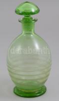 Zöld italos üveg dugóval, dugón kis csorbákkal, m: 20 cm