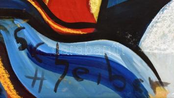 Scheiber H jelzéssel: Bárhölgy. Vegyes technika, karton. Sérült fa keretben. 69,5x49,5 cm