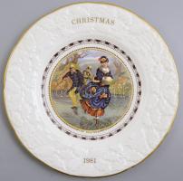 Coalport porcelán Pratt - korcsolyázók matricás, jelzett, hibátlan. / 1981 Christmas plate d: 23,5 cm