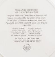 Wedgwood Shakespeare - Globe színház porcelán tál. Matricás, jelzett, hibátlan. d:  25,5 cm