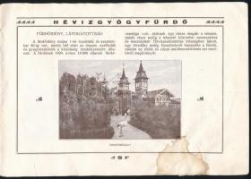 cca 1920 Hévíz Gyógyfürdő, utazási prospektus, foltos, sérült, 12p