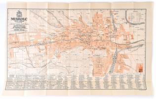 1928 Miskolc thjf. város térképe a legújabb felmérési adatok alapján, M. kir. állami nyomda, 45×71 cm