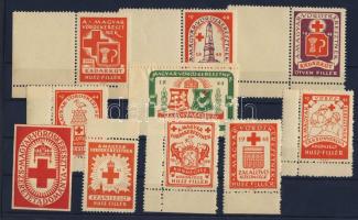 1944 10 klf Vöröskereszt Közigazgatási bélyeg, főleg ívszéli példányok