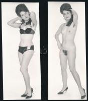 cca 1973 A fekete tűsarkút nem vette le, szolidan erotikus felvételek, 2 db vintage fotó, 15x5,8 cm