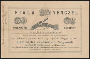 1904 Bp., Fiala Venczel puskaműves, vadászati fegyverek árusítója fejléces számlája