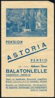 cca 1930 Balatonlelle, Pension Astoria szórólapja árakkal