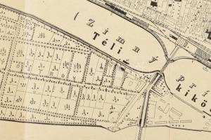 Komárom város kétnyelvű térképe, szakadásokkal, 46×66 cm