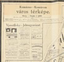 Komárom város kétnyelvű térképe, szakadásokkal, 46×66 cm