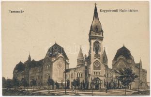1916 Temesvár, Timisoara; Kegyesrendi főgimnázium. Vasúti Levelezőlapárusítás / grammar school (ázott / wet damage)
