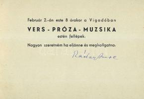 1940 Meghívó Ráday Imre aláírásával