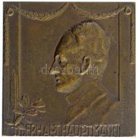 Németország 1912. Gerhart Hauptmann születésénék 50. évfordulója Br plakett. Szign.: Weinberger (75,98g/50x49,5mm) T:2 / Germany 1912. 50th Anniversary of the Birth of Gerhart Hauptmann commemorative Br plaque. GERHART HAUPTMANN / 15 NOV 50. GEB T 1862-1912. Sign: Weinberger (75,98g/50x49,5mm) C:XF