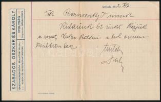 1912 Ipolyság, Szabados Oszkár és Károly gabonakereskedők fejléces levélpapírja