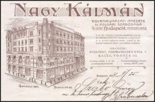 1914 Bp. Ferenciek tere, Nagy Kálmán Egyenruházati Intézete és Polgári Szabósága fejléces számla, ra...