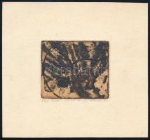 Koronczi Endre (1968-): Rajz háta. Akvatinta, papír, jelzett, művészpéldány EA III/3 számozással. 6×7 cm