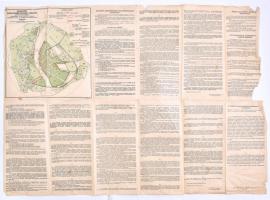 1934 Budapest házadómentességi térképe. Hozzá kihajtható szöveges magyarázat, szakadással. Térkép méret: 28,5x28 cm