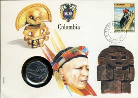 Kolumbia 1985. 10P érmés, bélyeges boríték T:1