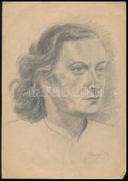 Domanovszky jelzéssel: Női arckép. Ceruza, papír, lap szélén apró szakadásokkal 29,5x21 cm