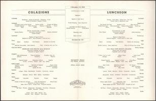 1939 Grafikus nagyméretű étlap, olasz és angol nyelven