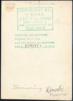 cca 1934 Kinszki Imre (1901-1945) budapesti fotóművész hagyatékából, pecséttel jelzett vintage fotóm...