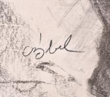 Czóbel jelzéssel: Női akt. Szén, papír, sérült, feltekerve, 70x50 cm