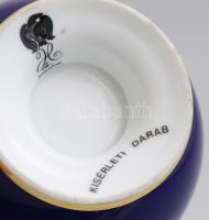 Hollóházi porcelán Szász Endre stúdió kék bonbonniere, Kísérleti darab! Festett, jelzett, hibátlan m...