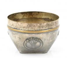 Albert Kohler szecessziós kávés karaffa, tejkiöntő és cukordoboz fedő nélkül Fém, jelzett . / Jugend...