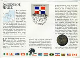 Dominikai Köztársaság 1984. 25c érmes, bélyeges boríték T:1