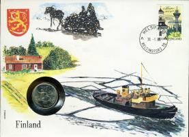 Finnország 1985. 1M érmes, bélyeges boríték T:1