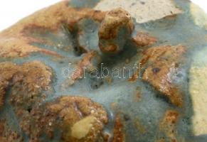 Gorka Lívia (1925-2011): Alma. Festett samott kerámia, jelzett, sérült, m: 7 cm