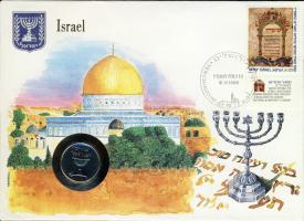 Izrael 1984. 1L érmés, bélyeges boríték T:1