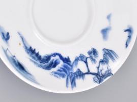 Kínai tea szertartáshoz való Quinghuaci porcelán készlet dísz dobozban, újszerű állapotban. Máz alat...