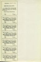 1926. Szegedi Bútorgyár Részvénytársaság részvénye 500 pengőről, szelvényekkel