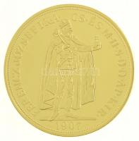 DN "Osztrák-Magyar Monarchia pénzei utánveretben - 1907. 100 Korona" aranyozott Cu-Ni emlé...