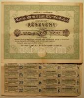 1923. Magyar Amerikai Bank Részvénytársaság részvénye 340K-ról, szelvényekkel