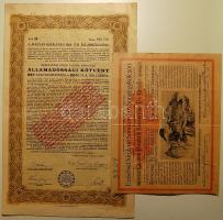 1924. Államadóssági kötvény 987 aranykoronáról + 1904. Erzsébet királyné Sanatorium Sorsjegykölcsöne 5K-ról