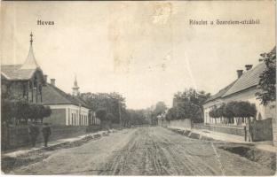 1912 Heves, Szerelem utca. Adler nyomda kiadása (felületi sérülés / surface damage)