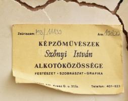 Morelli Edit (1940): Krisztus angyalokkal. Tűzzománc, rézlap. Jelzett. 26x22 cm Fa keretben